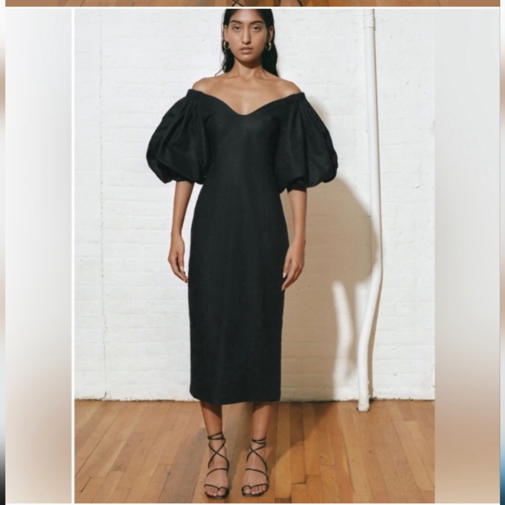 Mara Hoffman Black Puff Sleeve Sheath Dress